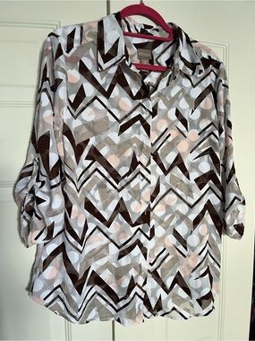 Chico’s Size 2 Button Down Tunic Blouse